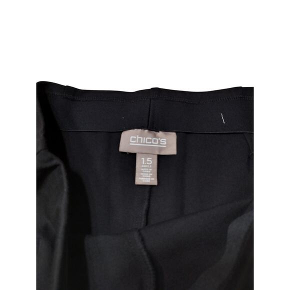 Chico's Women's Pull On Elastic Waist  Straight Leg Ankle Black Pants Size 1.5 - Picture 7 of 9